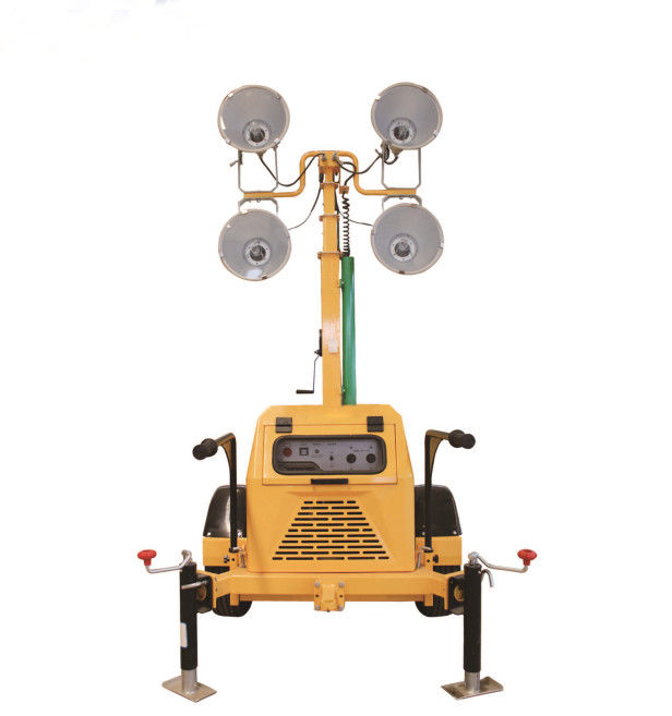 4 Sections Elevating 2 x 1000W LED Light Tower Trailer Continuous Work 13hr